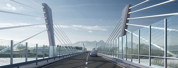 Die etwa 650 m lange Aicherparkbrücke: Eine Brücke der Superlative